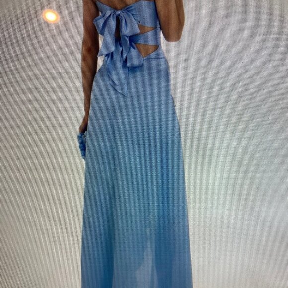 Lucy in the Sky Satin Front Twist Strappy Maxi Dress in Blue. Size S - Picture 4 of 4